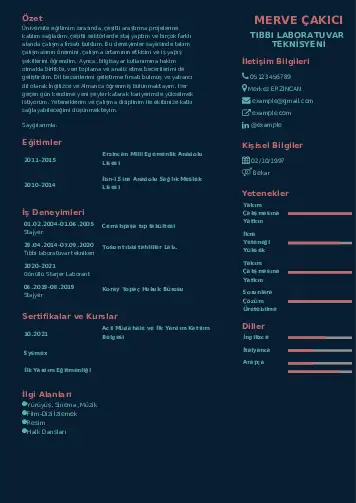 Laboratuvar Teknisyeni Cv Örnekleri cv indir